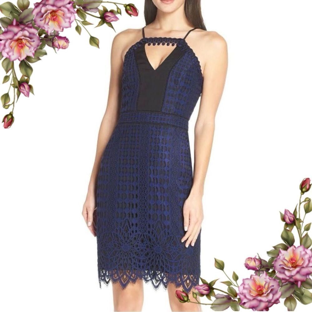 Harlyn Anthropologie Black Indigo Blue Adjustable Spaghetti‎ Strap Dress